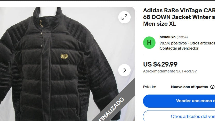 2006 Adidas x Carlo Gruber Velvet Down Puffer Jacket (XL)