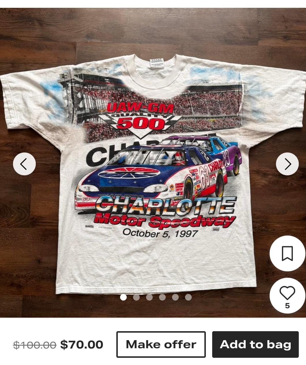 1998 Vintage Nascar Chevrolet Montecalo Speedway AOP Tee (M)