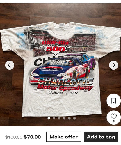 1998 Vintage Nascar Chevrolet Montecalo Speedway AOP Tee (M)