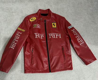 Ferrari Red Vegan Leather Jacket