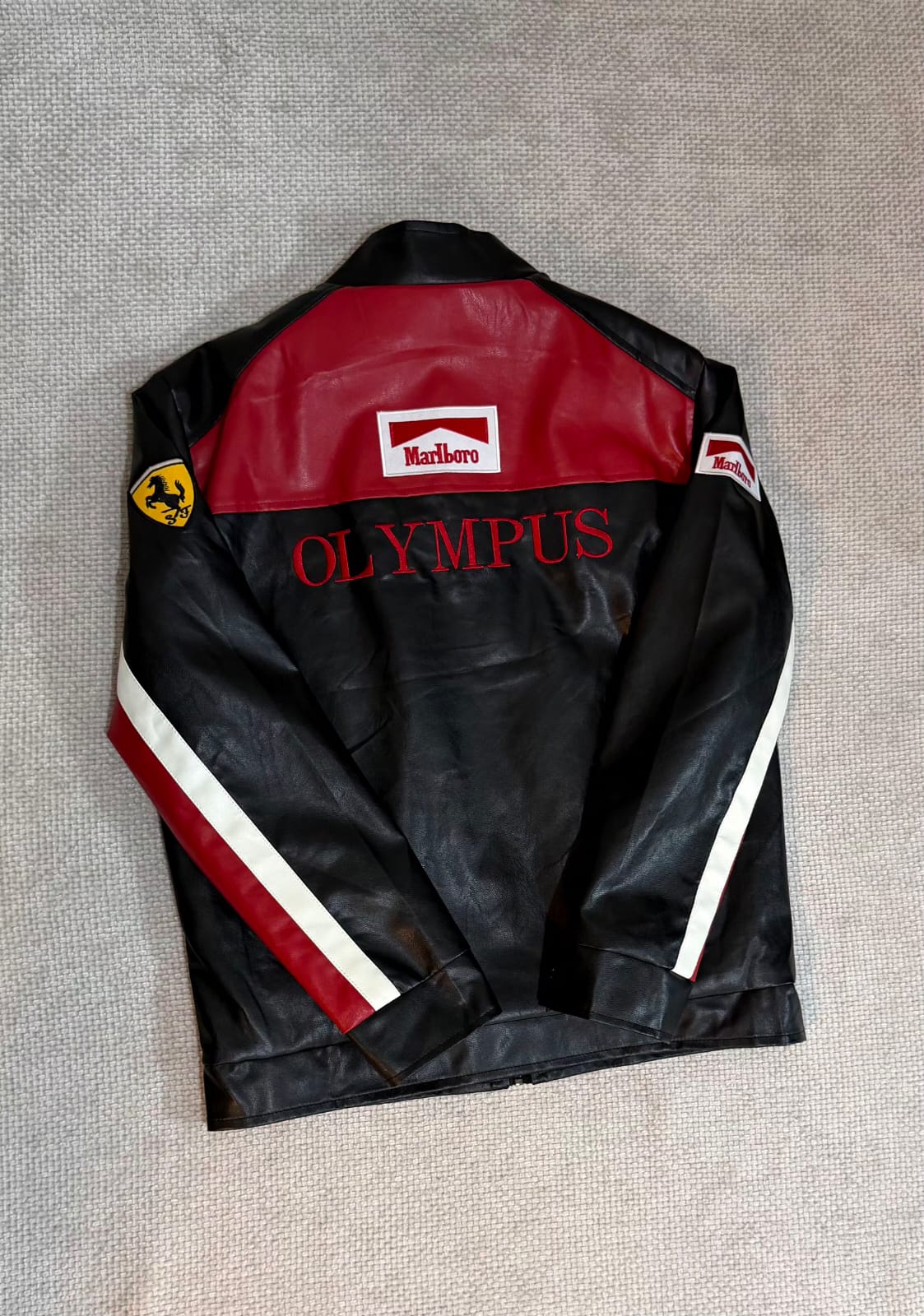 Ferrari Black and Red Vegan Leather Jacket