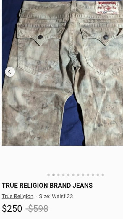 Y2K Vintage True Religion Ricky Acid Wash Camo Jean (34)