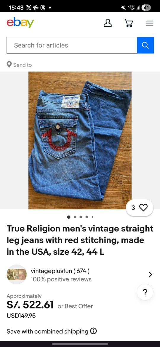 Vintage Y2K True Religion Horseshoe Embroidered Pocket Bootcut Jean (36/38)