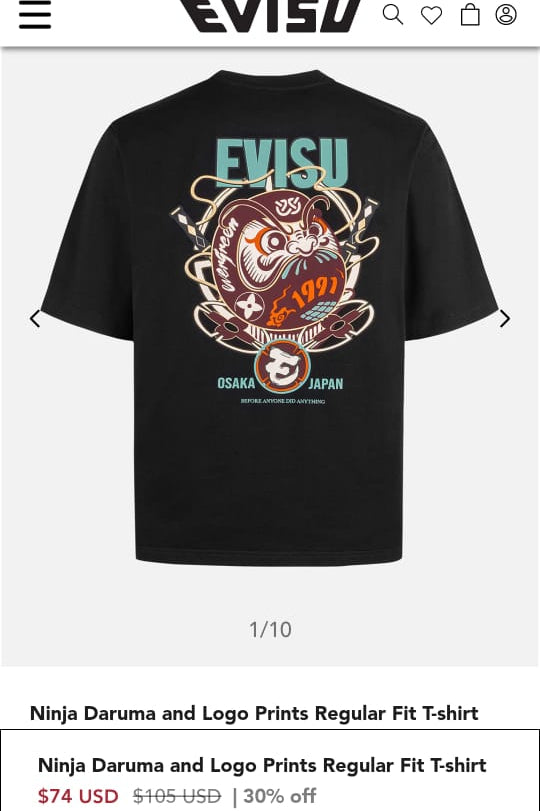 2023 Evisu Ninja Daruma Graphic Tee (L)