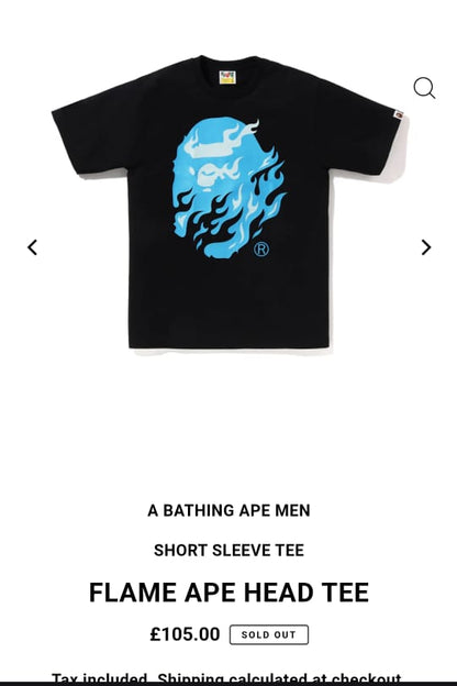 2024 Bape Flame Ape Head Tee (L/XL)