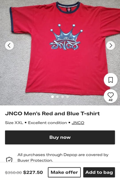 Y2K Vintage JNCO Crown Logo Graphic T-shirt (M)
