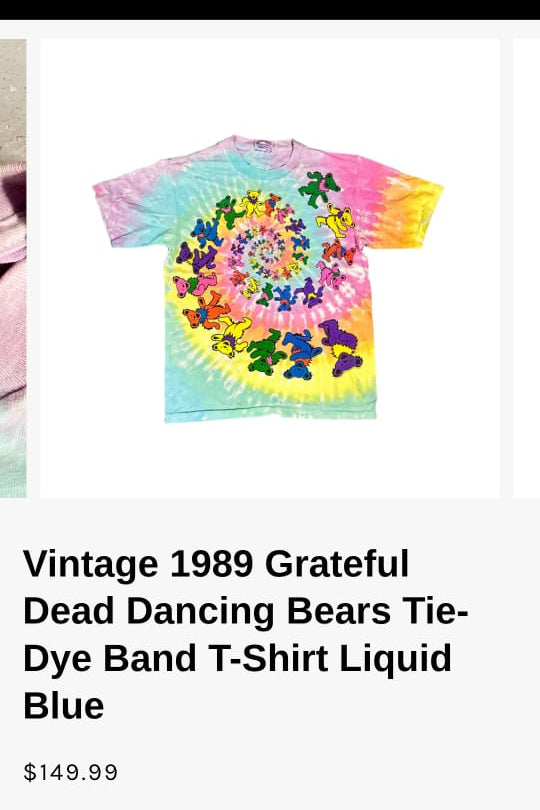 1995 Vintage Liquid Blue Grateful Dead Dancing Bears Tie Dye T-shirt (M)