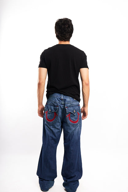 Vintage Y2K True Religion Horseshoe Embroidered Pocket Bootcut Jean (36/38)