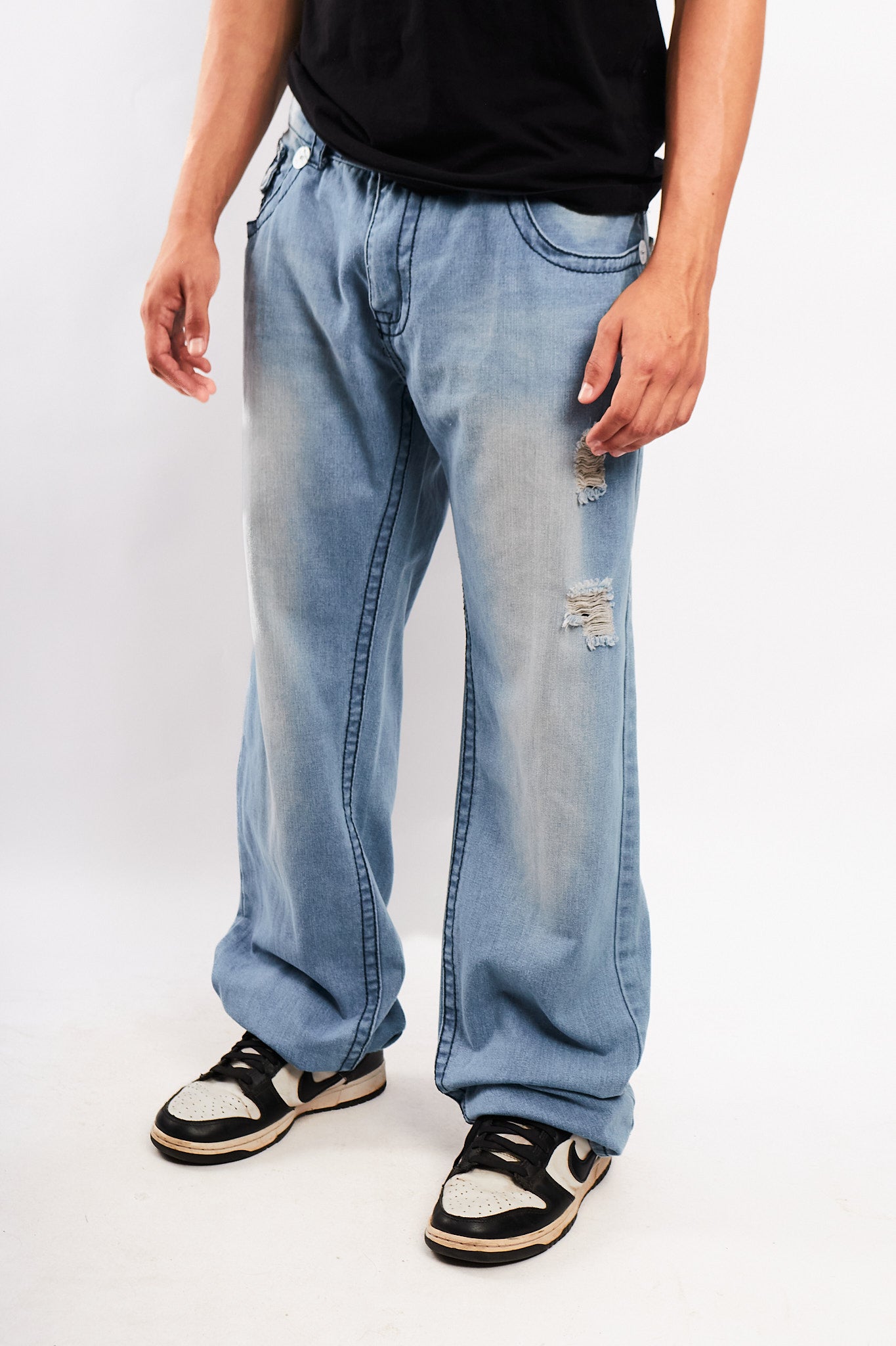 Y2K Vintage True Religion Flap T Light Blue Washed Jean (34)