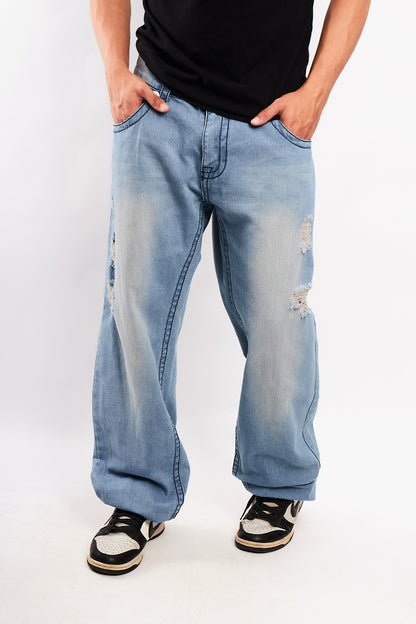 Y2K Vintage True Religion Flap T Light Blue Washed Jean (34)