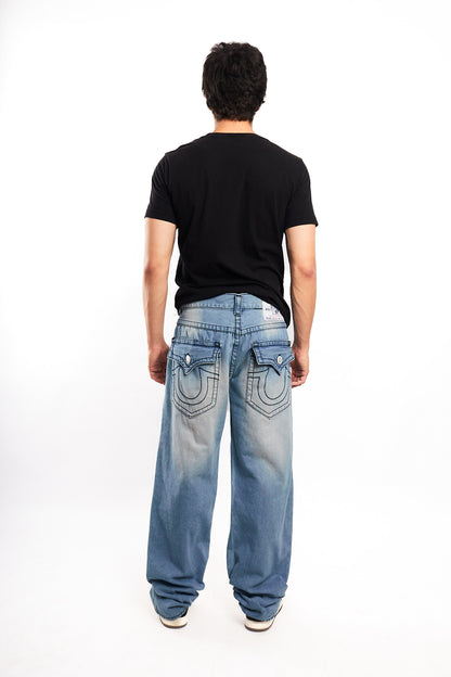 Y2K Vintage True Religion Flap T Light Blue Washed Jean (34)