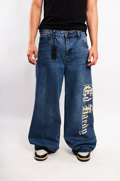 Vintage Y2K Ed Hardy Tattoo Print Born Free Baggy Wide Leg Jean (32)