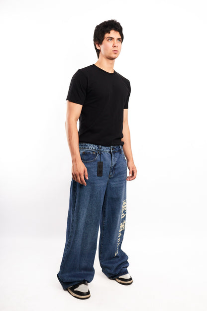 Vintage Y2K Ed Hardy Tattoo Print Born Free Baggy Wide Leg Jean (32)