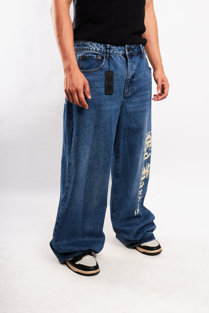 Vintage Y2K Ed Hardy Tattoo Print Born Free Baggy Wide Leg Jean (32)