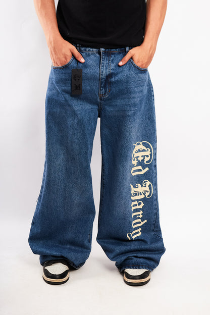 Vintage Y2K Ed Hardy Tattoo Print Born Free Baggy Wide Leg Jean (32)