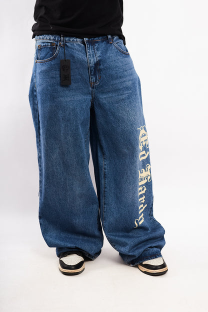 Vintage Y2K Ed Hardy Tattoo Print Born Free Baggy Wide Leg Jean (32)