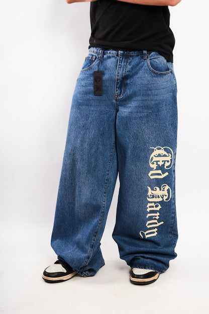 Vintage Y2K Ed Hardy Tattoo Print Born Free Baggy Wide Leg Jean (32)