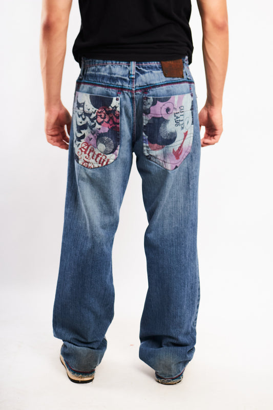 Y2K Vintage Artful Dodgers Graphic Pocket Baggy Jean (32)