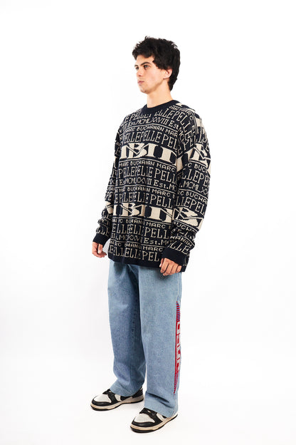 Vintage Y2K Pelle Pelle Marc Buchanan Wool Graphic Sweater (L/XL)