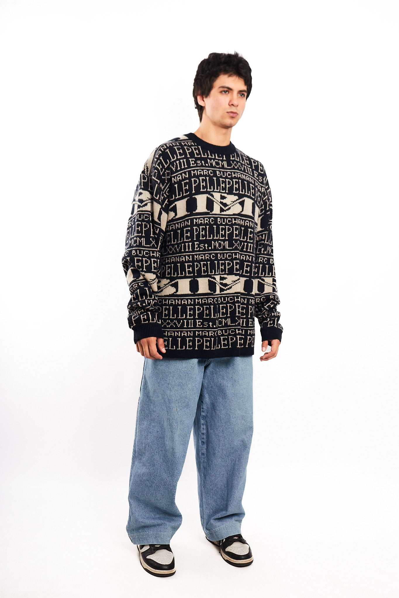 Vintage Y2K Pelle Pelle Marc Buchanan Wool Graphic Sweater (L/XL)
