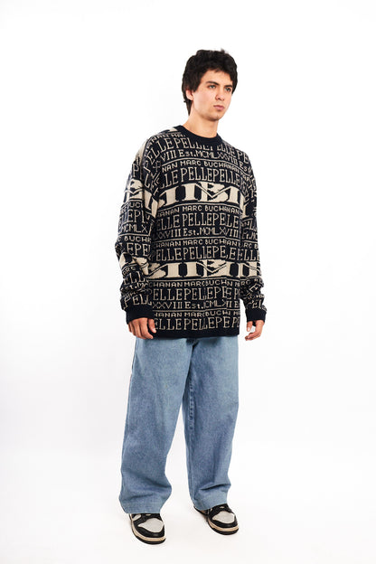 Vintage Y2K Pelle Pelle Marc Buchanan Wool Graphic Sweater (L/XL)