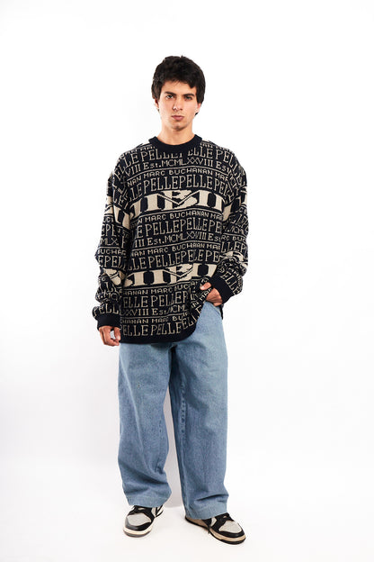 Vintage Y2K Pelle Pelle Marc Buchanan Wool Graphic Sweater (L/XL)