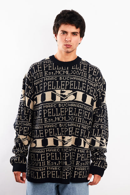 Vintage Y2K Pelle Pelle Marc Buchanan Wool Graphic Sweater (L/XL)
