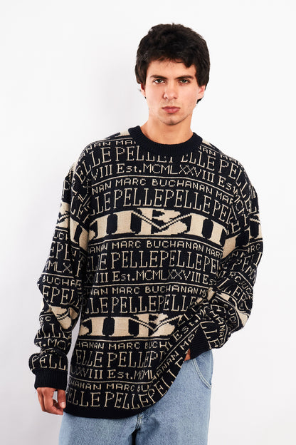 Vintage Y2K Pelle Pelle Marc Buchanan Wool Graphic Sweater (L/XL)