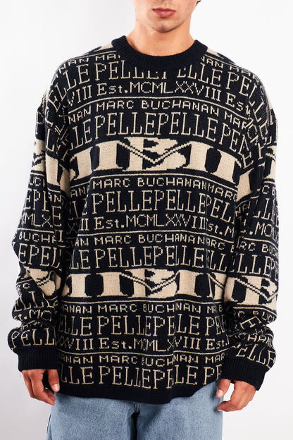 Vintage Y2K Pelle Pelle Marc Buchanan Wool Graphic Sweater (L/XL)