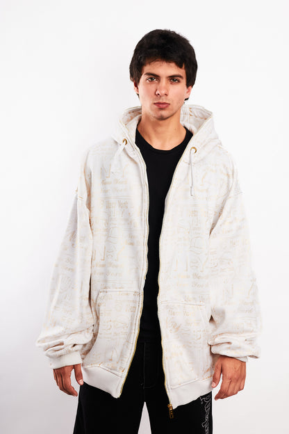 2000 Vintage Gold Graphic Full Zip Hoodie (L/XL)
