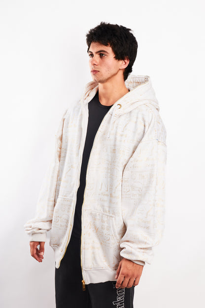 2000 Vintage Gold Graphic Full Zip Hoodie (L/XL)