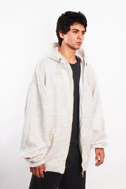 2000 Vintage Gold Graphic Full Zip Hoodie (L/XL)