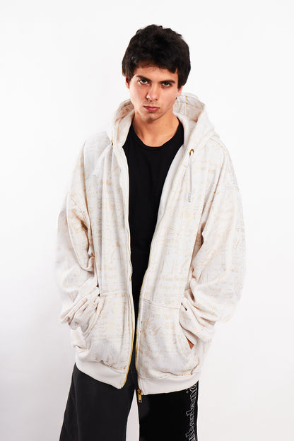 2000 Vintage Gold Graphic Full Zip Hoodie (L/XL)