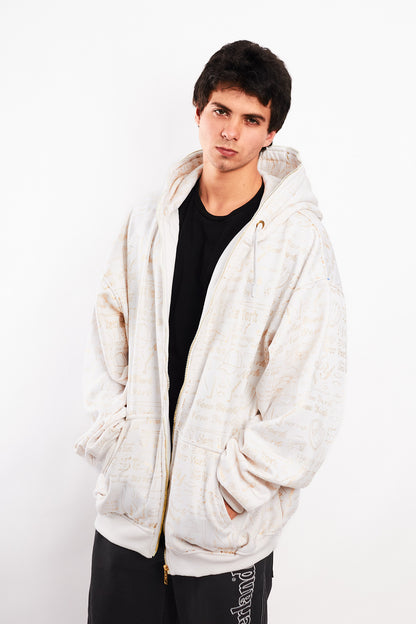 2000 Vintage Gold Graphic Full Zip Hoodie (L/XL)