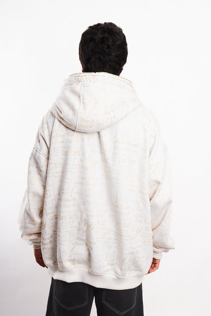 2000 Vintage Gold Graphic Full Zip Hoodie (L/XL)