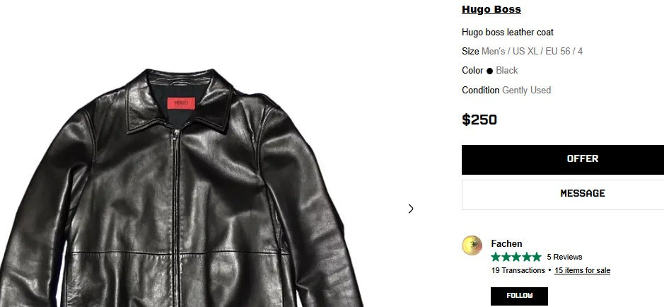 2000 Hugo Boss Leather Harrington Jacket (L)
