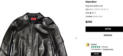 2000 Hugo Boss Leather Harrington Jacket (L)